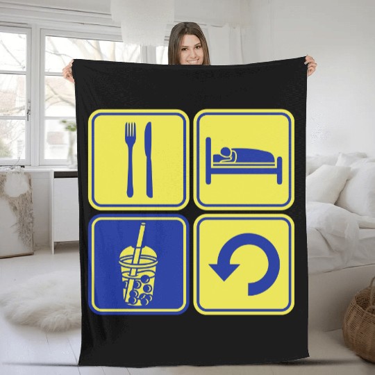 Repeat Boba Tea daily Fleece Blankets