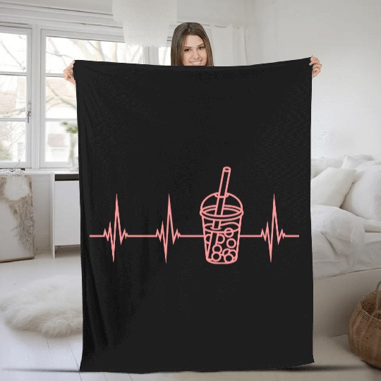 pulse bubble tea heartbeat Fleece Blankets