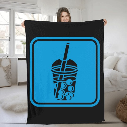 Button sign bubble tea Fleece Blankets
