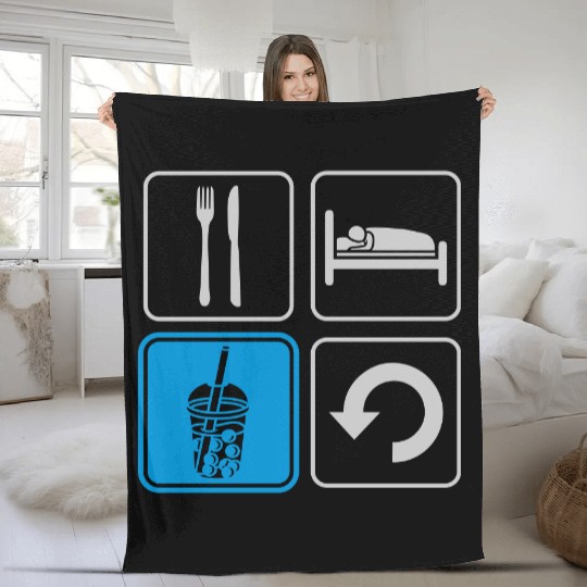 Boba Tea Repeat daily Fleece Blankets