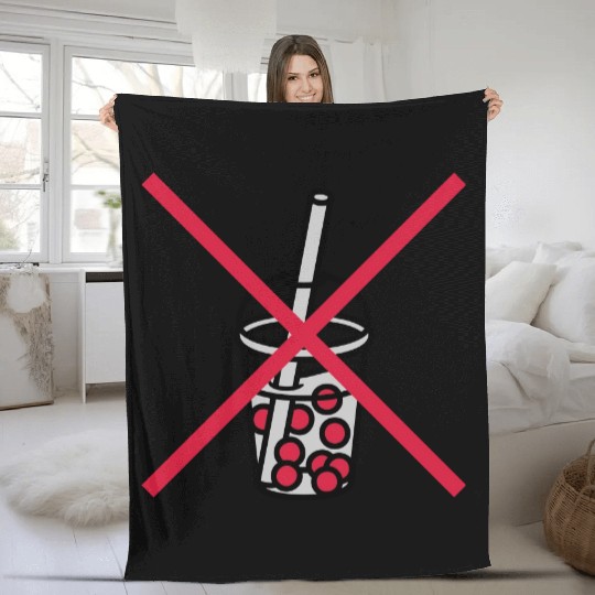 Sign bubble tea forbidden Fleece Blankets