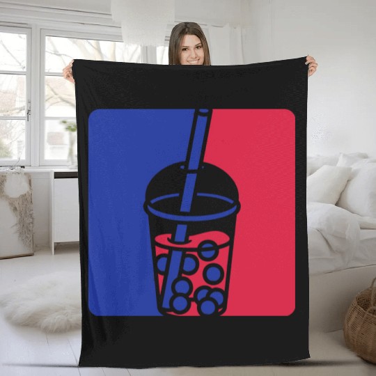 Blue red bubble tea Fleece Blankets