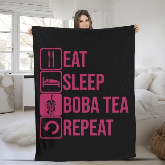 Daily Repeat Boba Tea Fleece Blankets