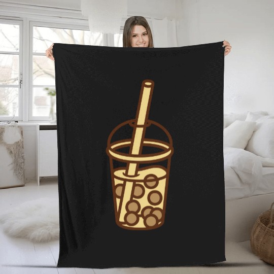 Bubble tea comic design Fleece Blankets