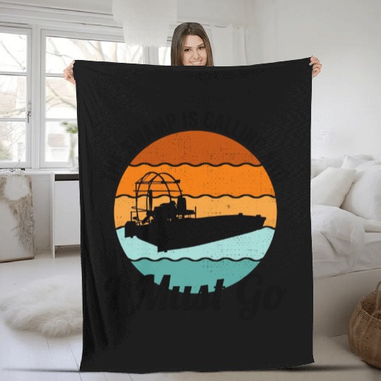 Airboat Fanboat Airboating Planeboat Swamp boat Fleece Blankets
