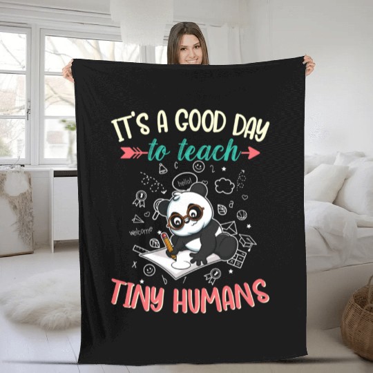 Good Day To Teach Tiny Humans Elementary Teacher Fleece Blankets