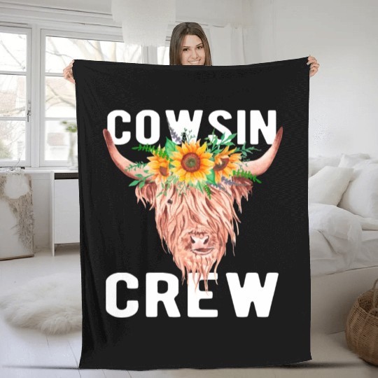 Cousin Puns Cowsin Cousin Crew Cow Farm Farmer Fleece Blankets
