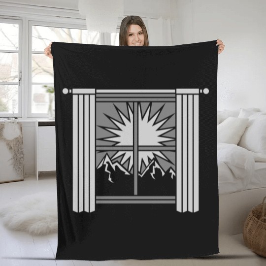 sunrise mountains view window Fleece Blankets