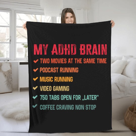 My Brain on ADHD And Autism Neurodiversity Fleece Blankets