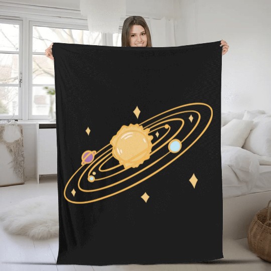 solar system with sparkles doodle Fleece Blankets