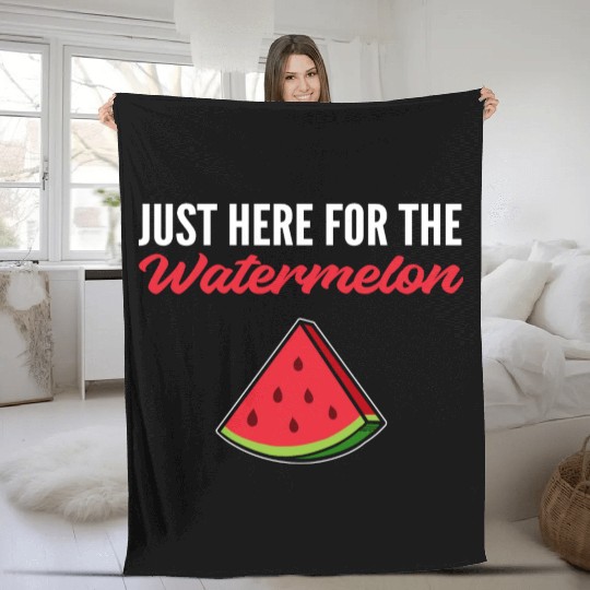 Here for Watermelon Vegan Gift Fleece Blankets