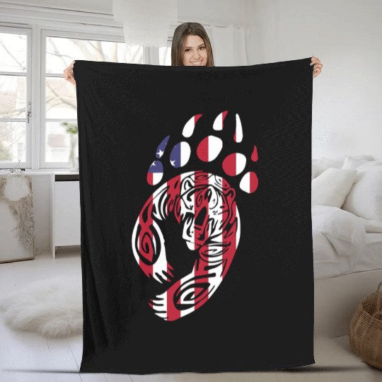 Bear Paw America USA Flag Merica US Stars Stripes Fleece Blankets