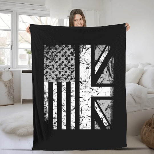 American Flag British Flag US UK Stars Stripes Fleece Blankets