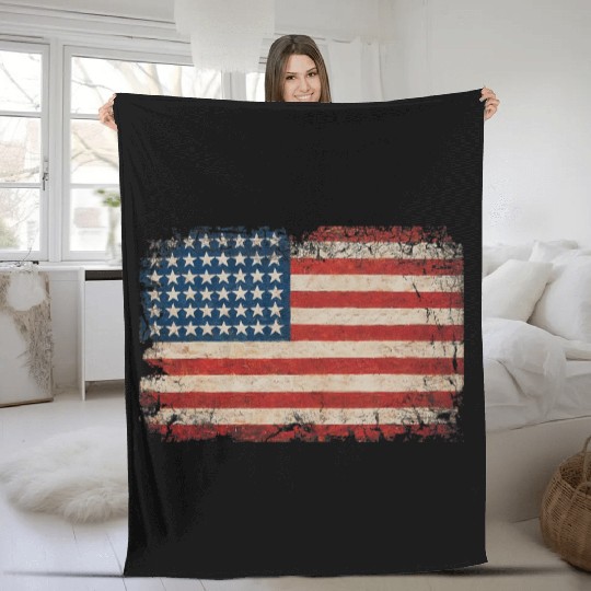 American Flag USA Patriotic US stars stripes Fleece Blankets