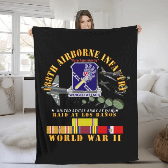 Army 188th Airborne Infantry Raid at Los Baños W J Fleece Blankets
