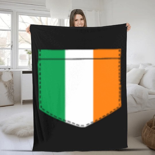 irish flag in a shape of a pocket Fleece Blankets