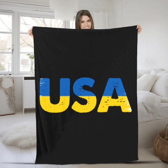 I Stand with Ukraine Ukraine Flag Fleece Blankets