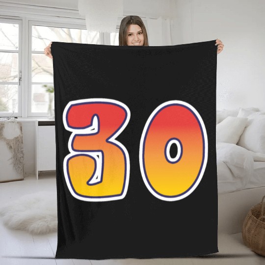 Number 30 Red - Orange Design Fleece Blankets