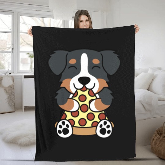 Bernese Mountain Dog Pizza Lover Fleece Blankets