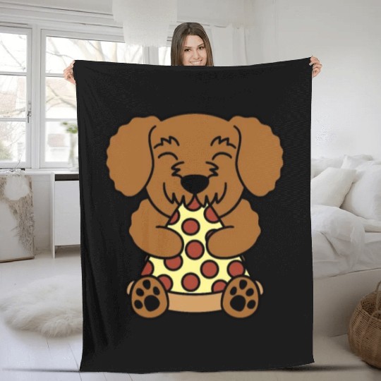 Goldendoodle Pizza Lover Fleece Blankets