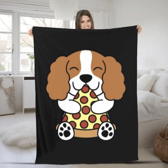 Cavalier King Charles Spaniel Pizza Lover Fleece Blankets
