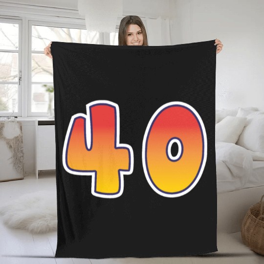 Number 40 Red - Orange Design Fleece Blankets