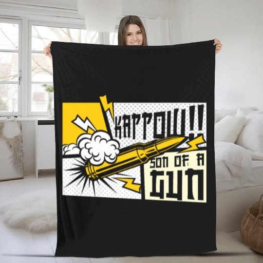 Kappow Bullets Gun Explosion Big bang Aesthetic Fleece Blankets