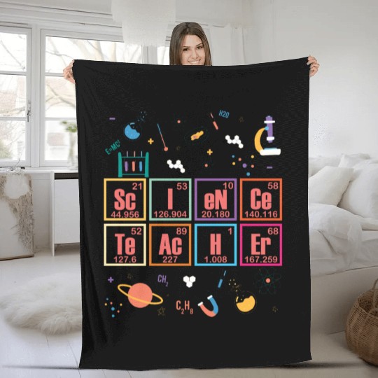 Science Teacher Periodic Table Of Elements School Fleece Blankets