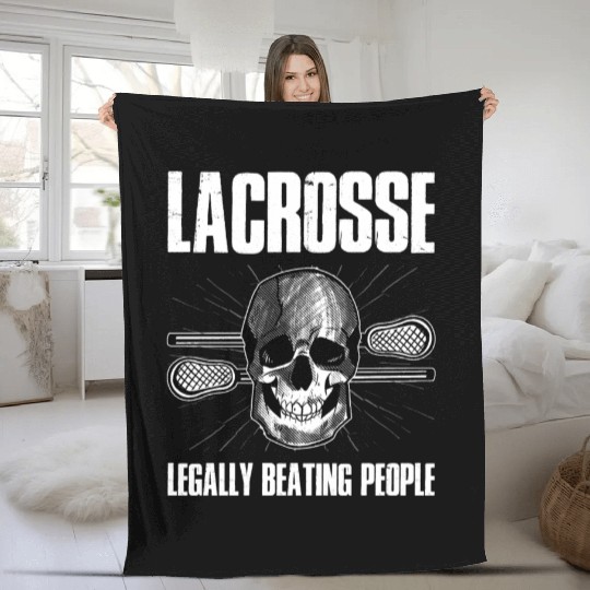 Legally Beating People Funny Lacrosse Gift Fleece Blankets