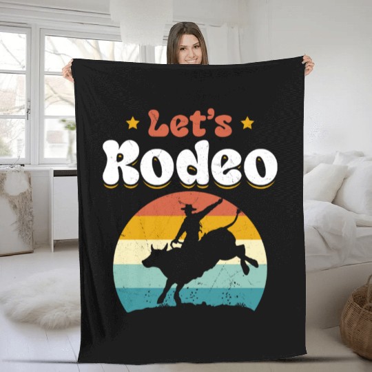 Rodeo Bull Riding Cowboy Cowgirl Fleece Blankets