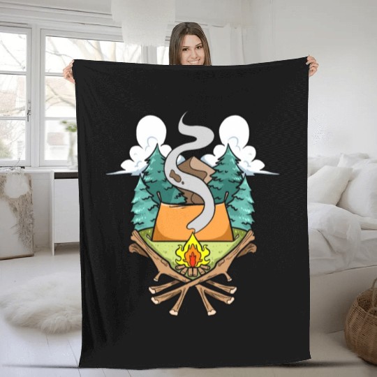 Camper Campsite Camp Camping Fleece Blankets