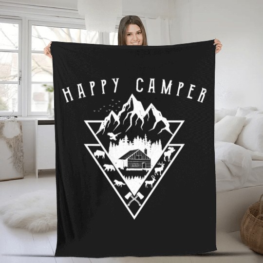 Wilderness Camper Nature Mountains Wildlife Camp Fleece Blankets