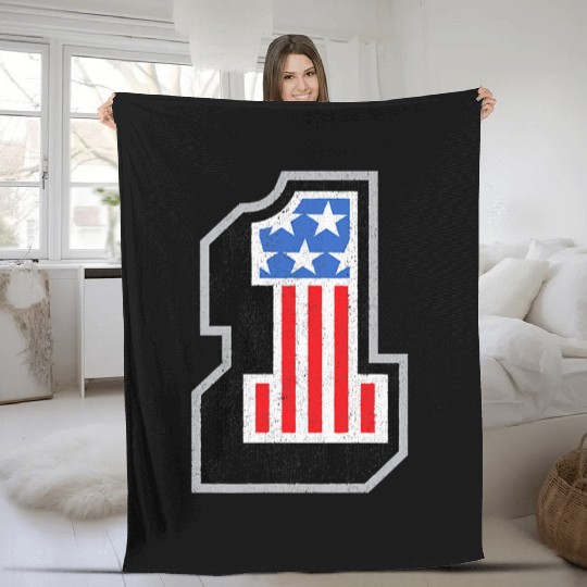 USA Stars Stripes Number One Patriotic Fleece Blankets