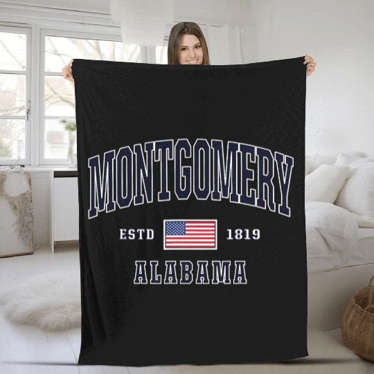 USA FLAG Stars Stripes Montgomery Albm Fleece Blankets