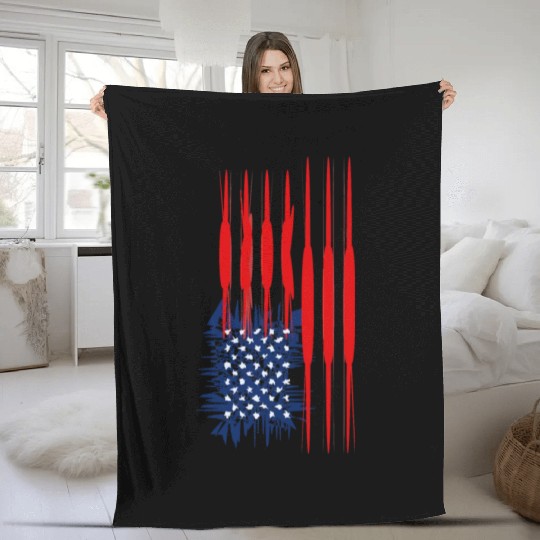 US Flag Vertical Fleece Blankets American Stars Stripes