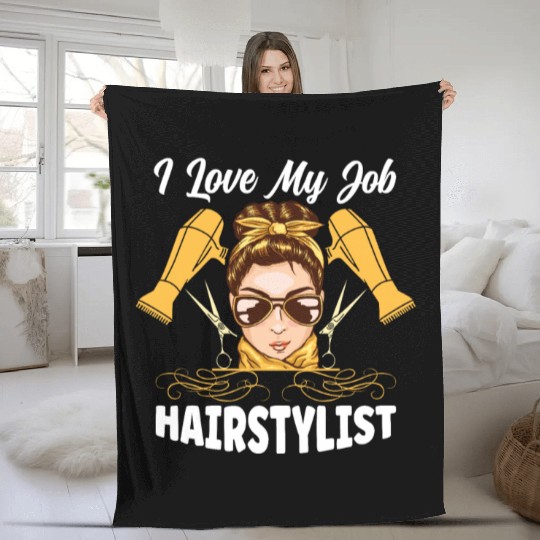 I Love My Job Hairstylist Fleece Blankets