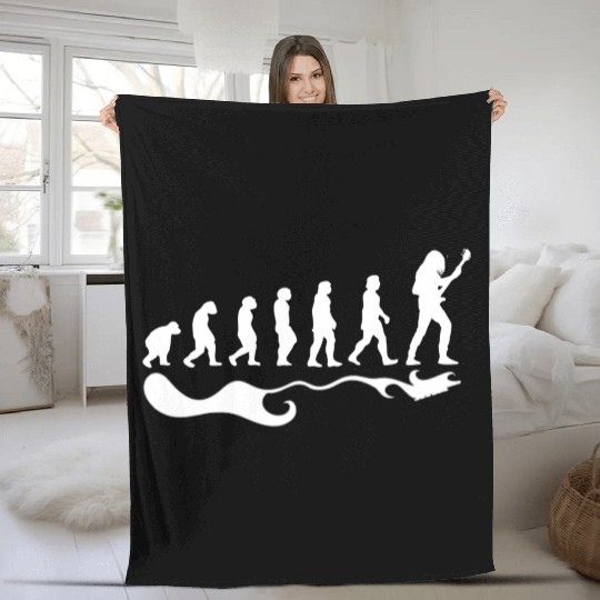 Guitar player evolution Fleece Blankets