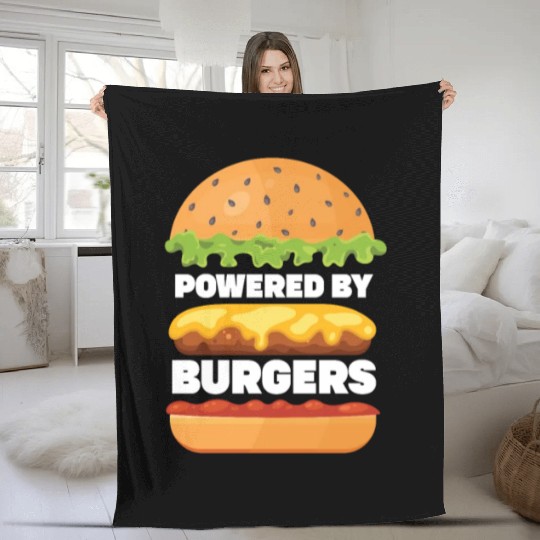 Powered By Burgers Fleece Blankets