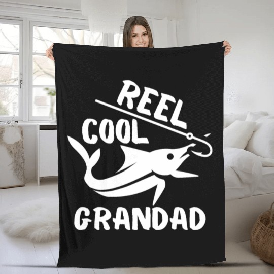 REEL COOL GRANDAD, FISHERMAN, GRANDPA Fleece Blankets