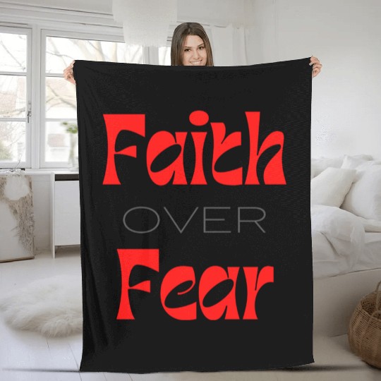 Faith over Fear Typography Fleece Blankets