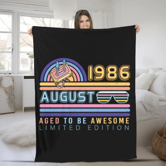 Birthday Greeting August 1986 Fleece Blankets