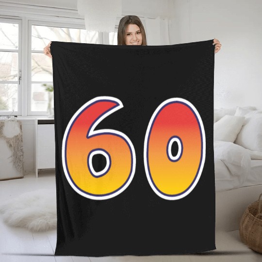 Number 60 Red - Orange Design Fleece Blankets