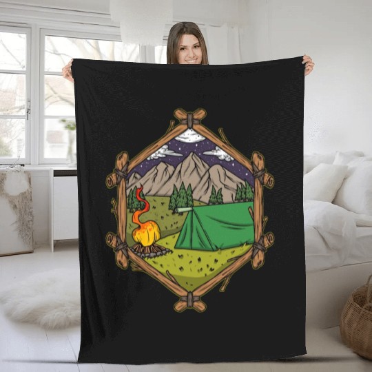 Camper Campsite Camp Camping Fleece Blankets