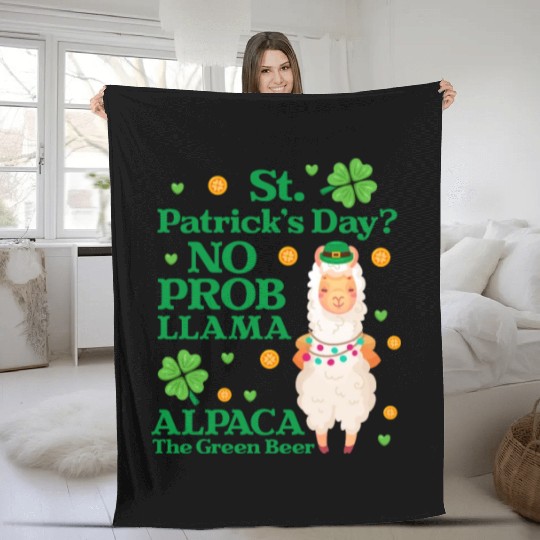 St. Patrick's Day? No Prob Llama Alpaca Green Beer Fleece Blankets