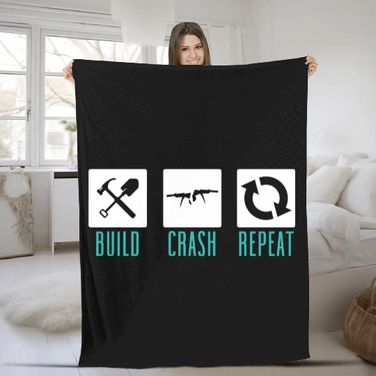 Funny Drone Pilot Build Crash Repeat Quadcopter Fleece Blankets