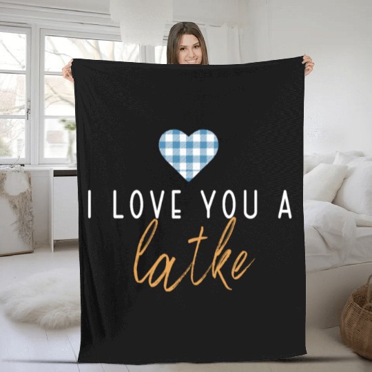 I Love You A Latke Funny Jewish Pun Hanukkah Fleece Blankets