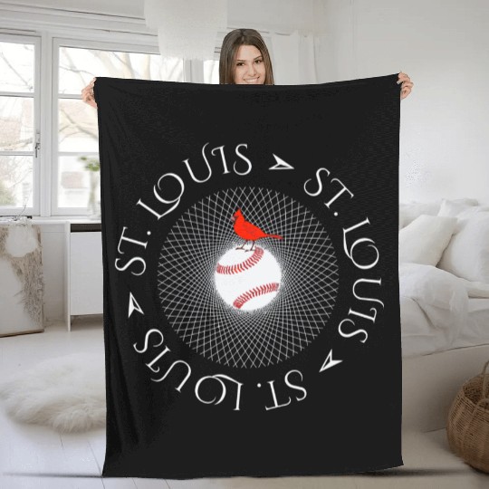 Saint Louis Red Cardinal Circle Font 2019 Fleece Blankets