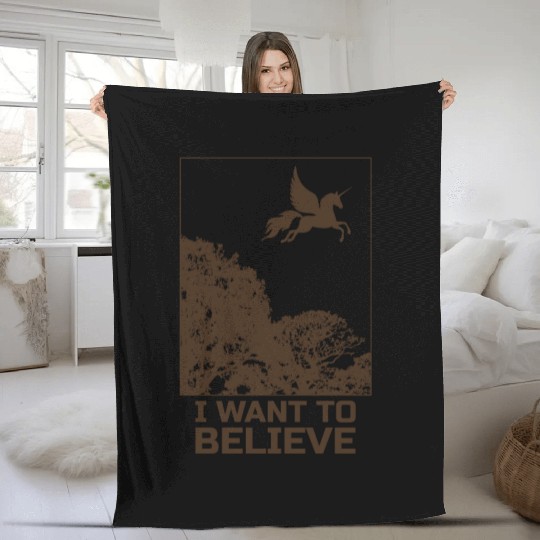 Unicorn "I Want To Believe" UAP Outfit Alien Ufo Fleece Blankets