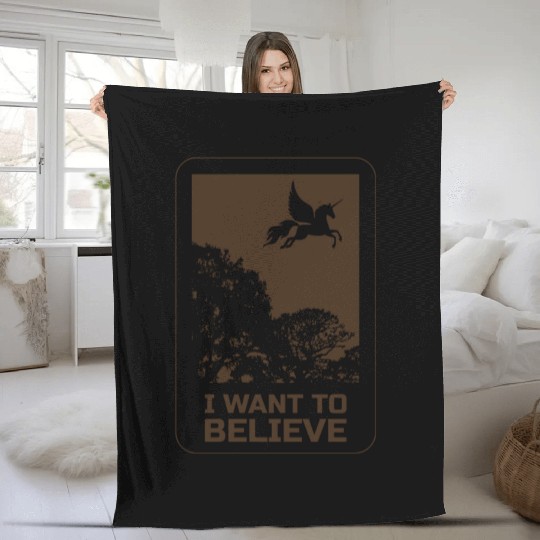 Unicorn "I Want To Believe" UAP Outfit Alien Ufo Fleece Blankets