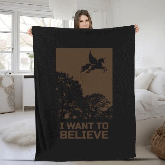 Unicorn "I Want To Believe" UAP Outfit Alien Ufo Fleece Blankets